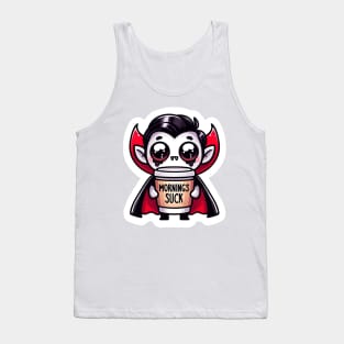 Mornings Suck Vampire Pun With Coffee Sleepy Nightshirt Tank Top